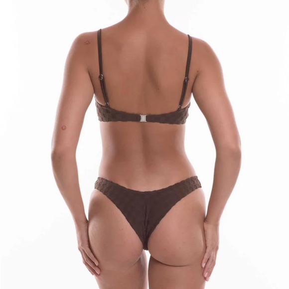 TJ Swim Matching Set in Chocolate Check Terry - Picture 5 of 6